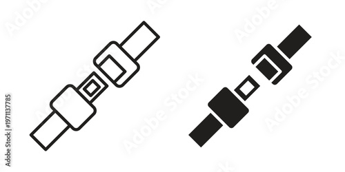 Seat Belt icon set, collection of icon in editable strokes and flat versions