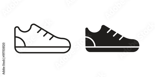 Shoes icon set, collection of icon in editable strokes and flat versions