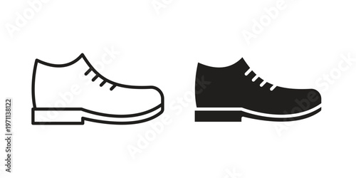 Shoes icon set, collection of icon in editable strokes and flat versions
