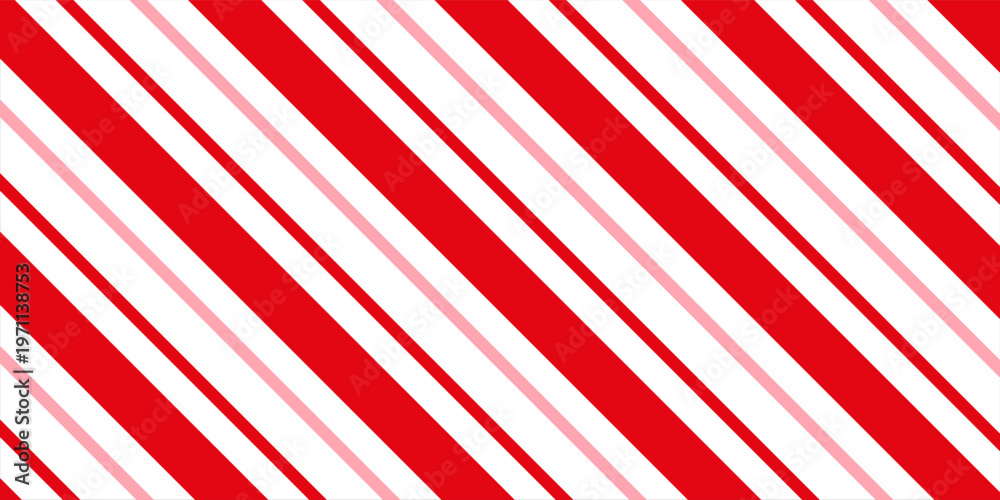 Obraz premium Candy cane Christmas background, peppermint diagonal stripes print seamless pattern