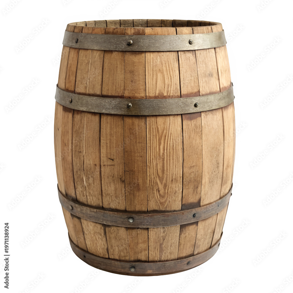 Obraz premium Wooden barrel isolated on transparent background