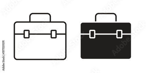 Suitcase icon set, collection of icon in editable strokes and flat versions