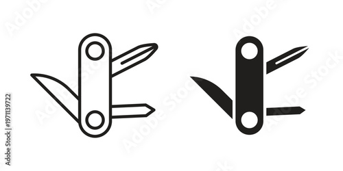 Swiss Knife icon set, collection of icon in editable strokes and flat versions