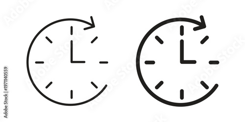 Time forward icon set, collection of icon in editable strokes and flat versions