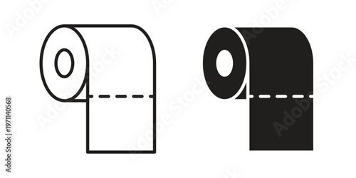 Toilet Paper icon set, collection of icon in editable strokes and flat versions