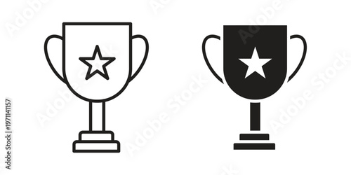 Trophy icon set, collection of icon in editable strokes and flat versions