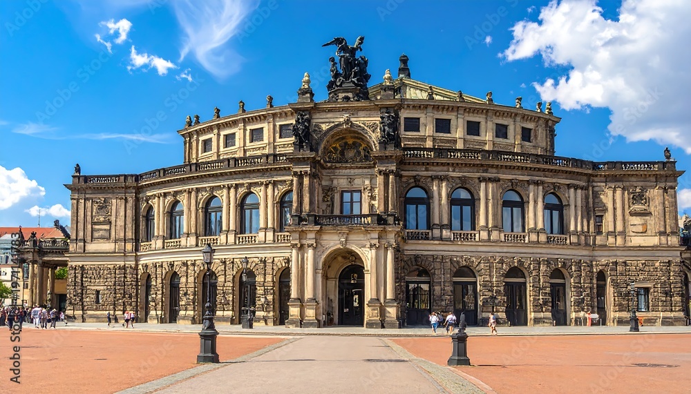 Obraz premium A grand, ornate building with a symmetrical facade