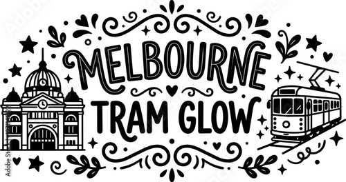 Melbourne tram glow with flinders street station and vintage tram line art
