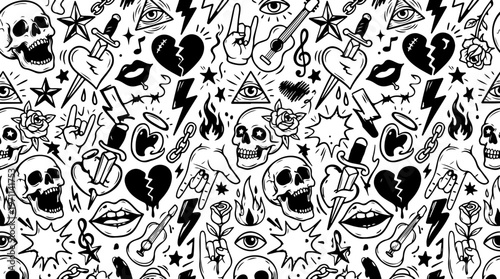 Seamless leopard and giraffe texture vector set featuring a collection of black cat silhouette icons and hand drawn doodle art for wallpaper design