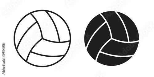 Volley ball icon set, collection of icon in editable strokes and flat versions