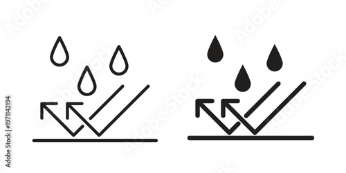 Waterproof icon set, collection of icon in editable strokes and flat versions