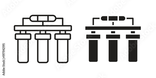 Water filtration icon set, collection of icon in editable strokes and flat versions