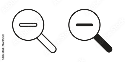 Zoom out icon set, collection of icon in editable strokes and flat versions