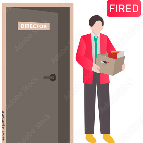 Business Employee Being Terminated from Job in Corporate Layoff Situation Illustration