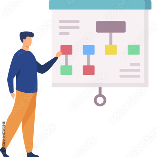 Professionals Designing Workflow Diagram for Business Process and Project Management Illustration