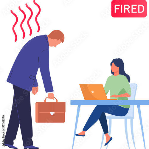 Professional Losing Job in Company Layoff and Career Crisis Illustration