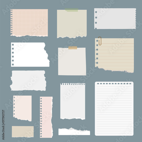 Φωτογραφία Collection of torn paper notes, featuring various sizes and shapes