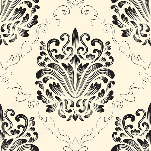 Damask seamless repeat element pattern. Beautiful luxury vintage floral damask vector illustration. Design for wallpaper, decorative, texture, textile, ornament, wrapping, shirts, clothing