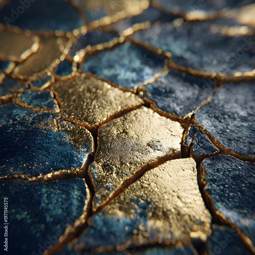 Kintsugi Art: A close-up view of a beautifully restored ceramic piece, showcasing the Japanese art of kintsugi, where broken pottery is mended with gold, highlighting resilience, history and new life.