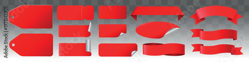 Red labels and ribbons collection vector elements