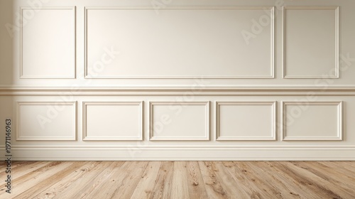 Wallpaper Mural Elegant classic wainscoting with detailed molding and smooth painted surface on an interior empty wall Torontodigital.ca