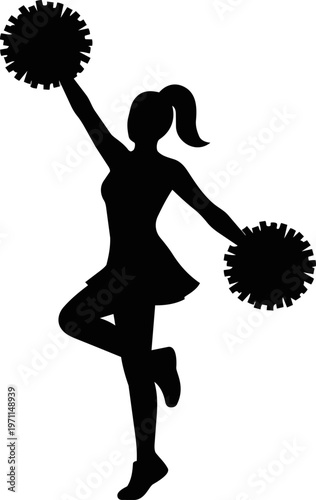 Cheerleader Silhouette with Pom Poms.