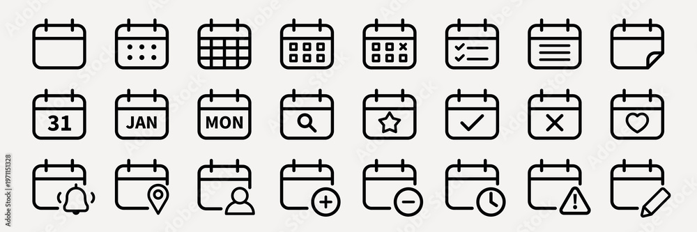 Fototapeta premium Minimalist calendar icon set vector