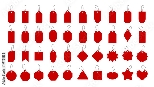 Red tags for versatile labeling vector set
