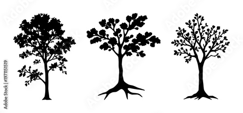 Reforestation tree sapling icon set with solid black icon on white background, simple line art illustration featuring reforestation, sapling, tree with vector, design