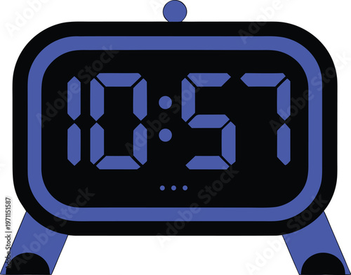 Sleek digital alarm clock with glowing numeric display showing time and modern design. Perfect concept for gadgets, electronics, technology and home accessories.