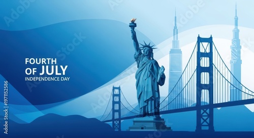 A stylized artistic illustration celebrating the fourth of july american independence day holiday. isolated on white background