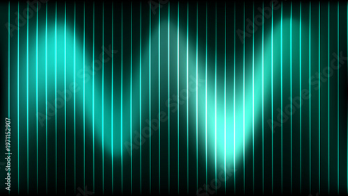 Fényképezés Abstract digital soundwave background, teal pixelated frequency bars, glowing el