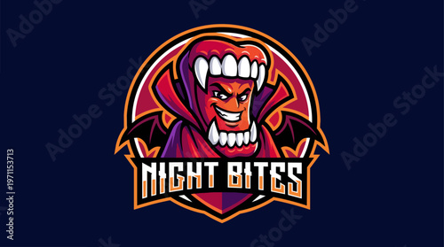 Vampire Cartoon Character Logo.