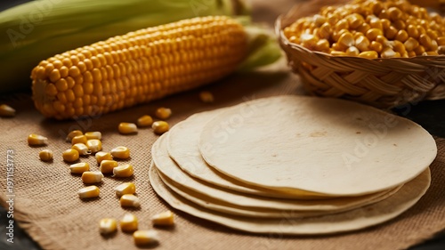 A plate with corn on the cob and bowl of corn kernels