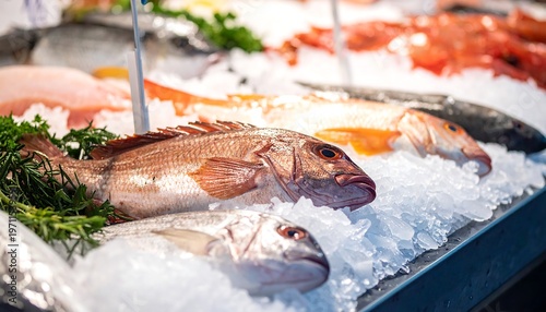 Fresh Seafood Display - A Culinary Delight of Fish.
