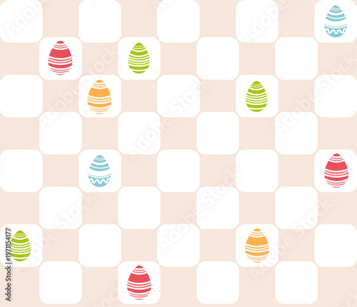 Сheckered background with Easter eggs