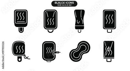 Set of 8 Black and White Home Appliance Icons Vector