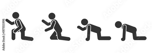 Photos Icon of a man crawling on his knees and standing up