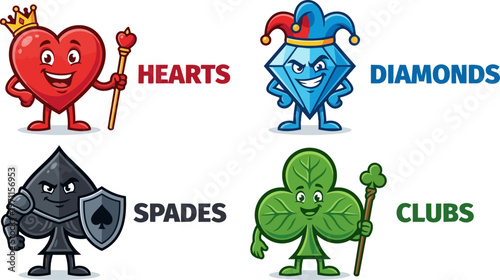 Cartoon Playing Card Suit Characters.