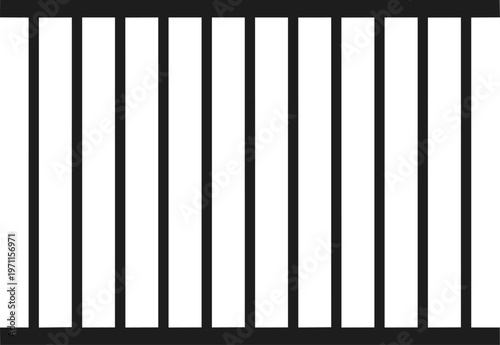 Black metal fence railing detail.