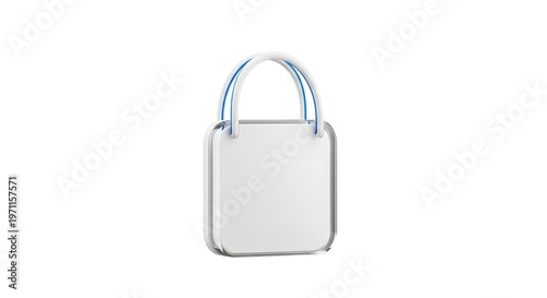 Modern white shopping bag with blue accents designed as a minimalist 3d render icon for retail e-commerce applications or digital marketing campaigns that require a clean and simple visual representat