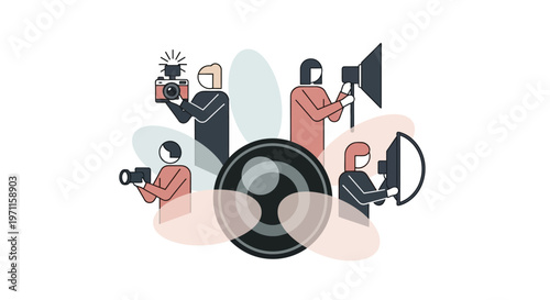 Film crew at work making movie.