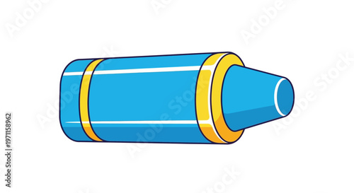 A blue and yellow cartoon crayon.