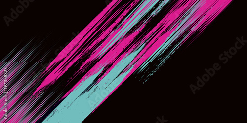Car sticker wrap banner abstract sporty lines pink blue greenish grunge color combination brush storm thunder modern pattern racing motorsport.