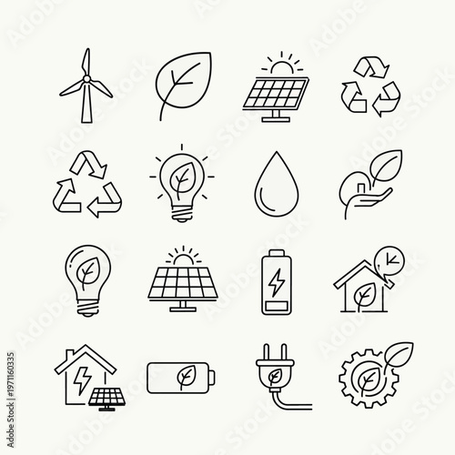 Eco friendly icons represent sustainable lifestyle and zero waste concept