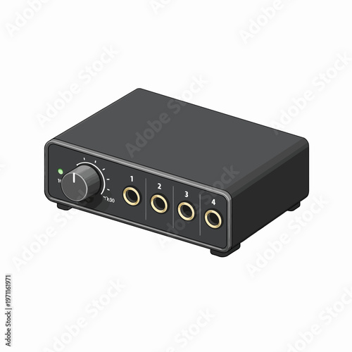 Compact audio mixer console featuring multiple headphone outputs and independent volume control, ideal for personal studio monitoring, collaborative listening, and versatile sound distribution setups