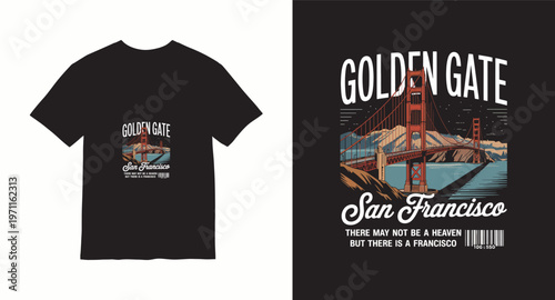 Golden gate san francisco t-shirt design iconic golden gate bridge landmark cityscape tourism