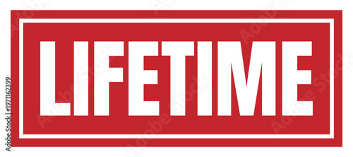 Lifetime stamp icon isolated on white background for warranty guarantee and premium quality service marketing stickers banner for business commerce promotion.