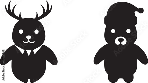 Cute anthropomorphic deer in suit with antlers and smile