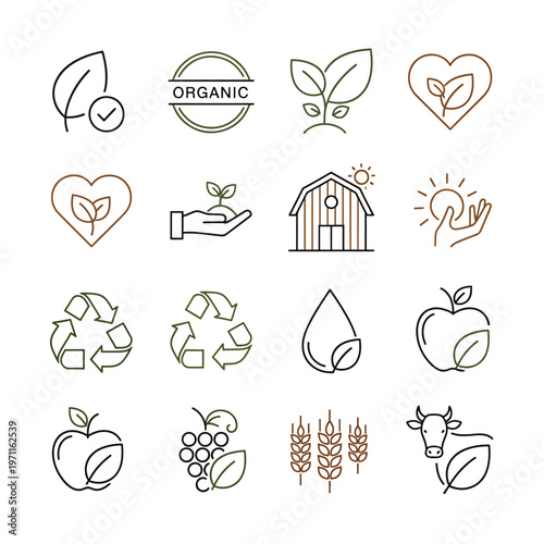 Eco friendly packaging symbols for recyclable materials used daily